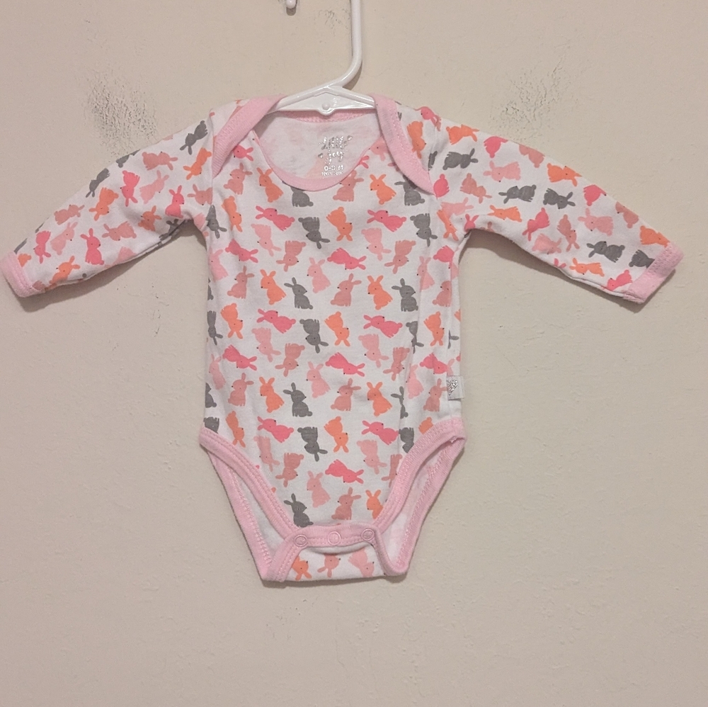 Little Joy bunny long sleeve onesie size 0 to 3 months